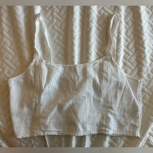 White airy linen crop top